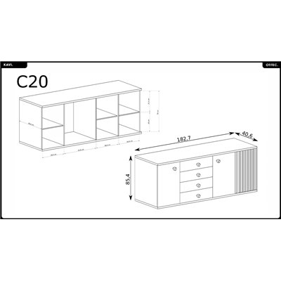 Commode - L.183 x H.85 x P.41 cm - KAVI