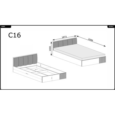 Lit - L.187 x H.100 x P.207 cm - KAVI
