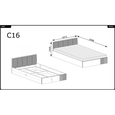 Lit - L.147 x H.100 x P.207 cm - KAVI