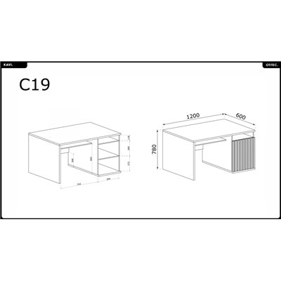 Bureau - L.120 x H.78 x P.60 cm - KAVI