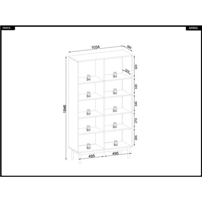 Bibliothèque vitrée – L.104 x H.185 x P.39 cm – OSAKA