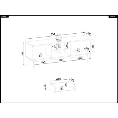 Meuble TV – L.154 x H.56 x P.39 cm – OSAKA