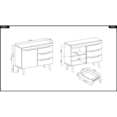 Commode - L.107 x H.83 x P.40 cm - NORDIA