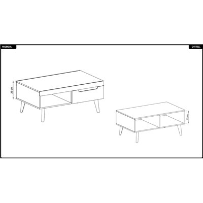 Table basse - L.107 x H.46 x P.67 cm - NORDIA