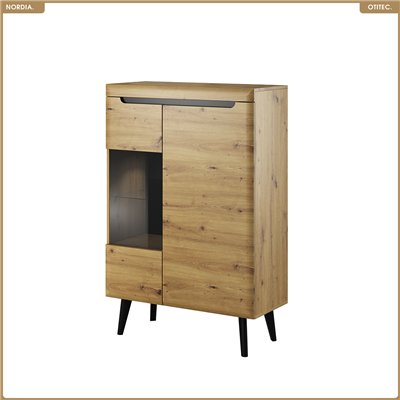 Commode vitrine - L.90 x H.134 x P.40 cm - NORDIA
