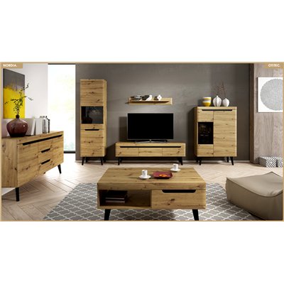 Commode vitrine - L.90 x H.134 x P.40 cm - NORDIA