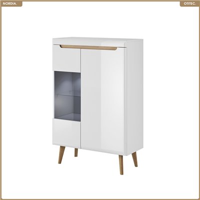 Commode vitrine - L.90 x H.134 x P.40 cm - NORDIA