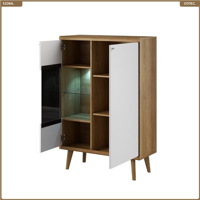 Commode vitrine - L.90 x H.134 x P.40 cm - FJORA