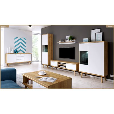 Commode vitrine - L.90 x H.134 x P.40 cm - FJORA