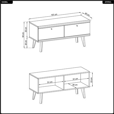 Meuble TV - L.107 x H.50 x P.40 cm - FJORA