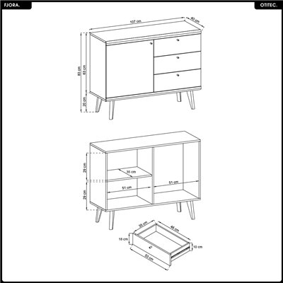 Commode - L.107 x H.83 x P.40 cm - FJORA