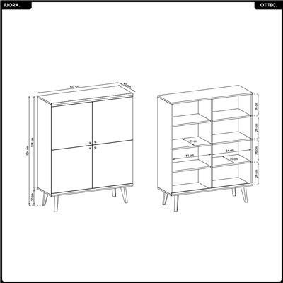 Commode - L.107 x H.134 x P.40 cm - FJORA