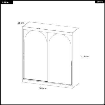 Armoire coulissante - L.180 x H.215 x P.65 - MODIA