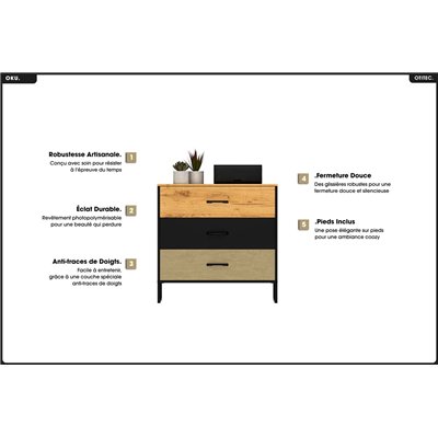 Commode - H.90 x L.92 x P.40 cm - OKU