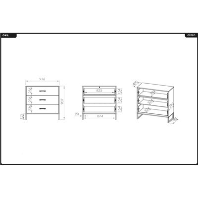 Commode - H.90 x L.92 x P.40 cm - OKU