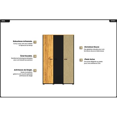 Garde robe - H.190 x L.120 x P.55 cm - OKU