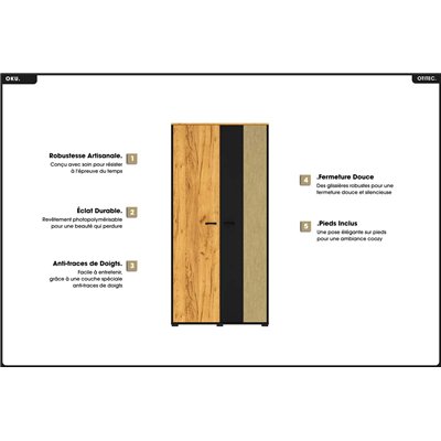 Garde robe - H.190 x L.90 x P.55 cm - OKU