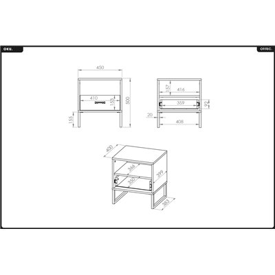 Table de chevet - H.50 x L.45 x P.40 cm - OKU