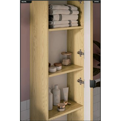 Colonne de salle de bain - H.140 x L.40 x P.25 - OLIVE - Chêne