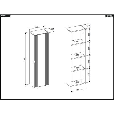 Colonne de salle de bain - H.140 x L.40 x P.25 - OLIVE - Chêne