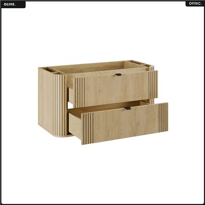 Meuble sous vasque - H.52 x L.100 x P.45 - OLIVE - Chêne