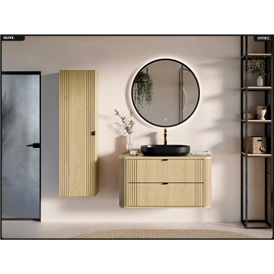 Meuble sous vasque - H.52 x L.100 x P.45 - OLIVE - Chêne