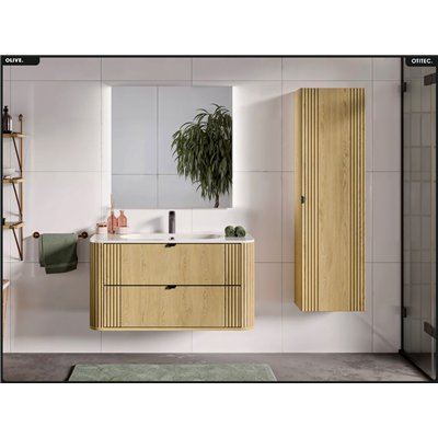 Meuble sous vasque - H.52 x L.100 x P.45 - OLIVE - Chêne