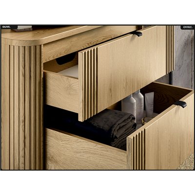 Meuble sous vasque - H.52 x L.100 x P.45 - OLIVE - Chêne