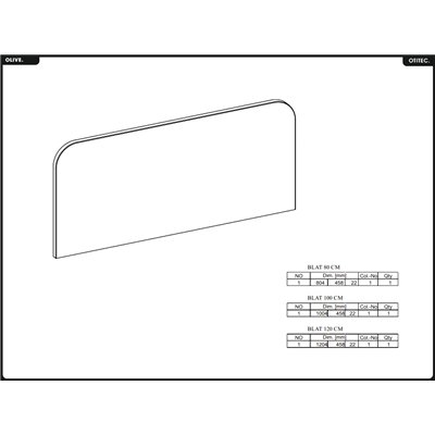 Plan vasque - H.2 x L.100 x P.45 - OLIVE - Chêne