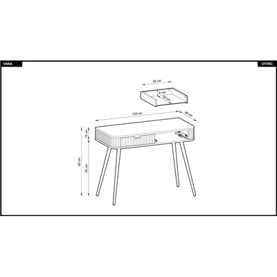 Coiffeuse - L.103 x H.80 x P.49 cm - VANA
