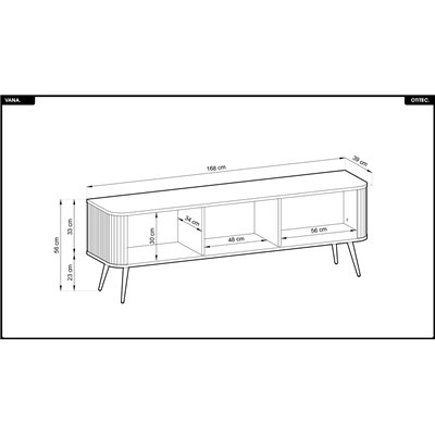 Meuble TV - L.168 x H.56 x P.39 cm - VANA