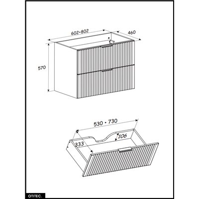 Meuble sous vasque - 60 cm - 2 tiroirs - Chêne - WOTANIA