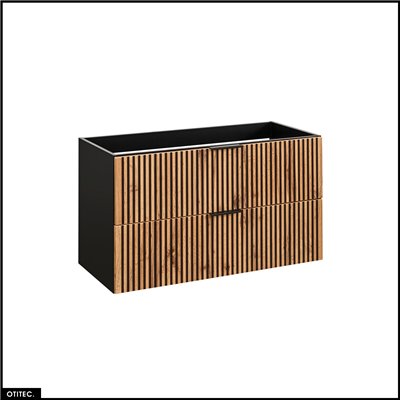 Meuble sous vasque - 100 cm - 2 tiroirs - Chêne - WOTANIA