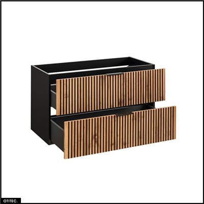 Meuble sous vasque - 100 cm - 2 tiroirs - Chêne - WOTANIA