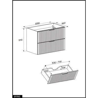 Meuble sous vasque - 100 cm - 2 tiroirs - Chêne - WOTANIA