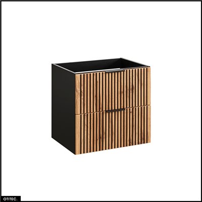 Meuble sous vasque - 80 cm - 2 tiroirs - Chêne - WOTANIA