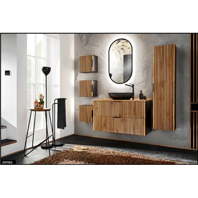 Meuble sous vasque - 80 cm - 2 tiroirs - Chêne - WOTANIA