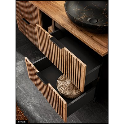 Meuble sous vasque - 80 cm - 2 tiroirs - Chêne - WOTANIA