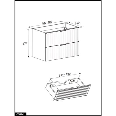 Meuble sous vasque - 80 cm - 2 tiroirs - Chêne - WOTANIA