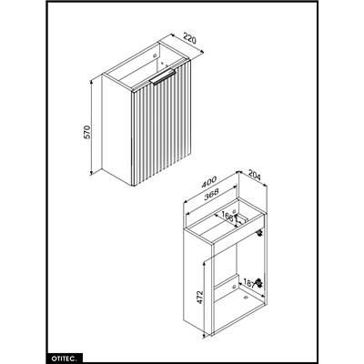 Meuble sous vasque - 20 x 40 cm - 1 porte - Chêne - WOTANIA