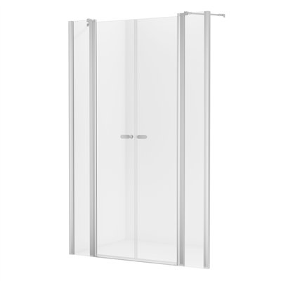 Double porte de douche battante avec panneaux fixes latéraux - NEW SOLEO