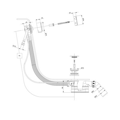 kopia Ensemble de vidange de baignoire avec trop-plein