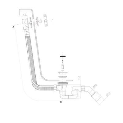 Ensemble de vidange de baignoire avec trop-plein