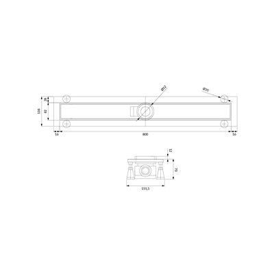 Écoulement linéaire de douche avec grille pleine,