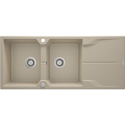 Évier en granit 2 cuves avec égouttoir - 116 x 50 x 22 - ANDANTE