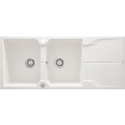 Évier en granit 2 cuves avec égouttoir - 116 x 50 x 22 - ANDANTE