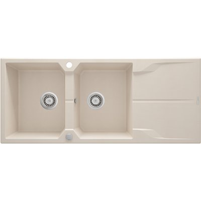 Évier en granit 2 cuves avec égouttoir - 116 x 50 x 22 - ANDANTE