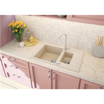 Évier en granit 1,5 cuve avec égouttoir - 78 x 49 x 19 - ANDANTE