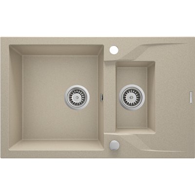 Évier en granit 1,5 cuve avec égouttoir - 78 x 49 x 19 - ANDANTE