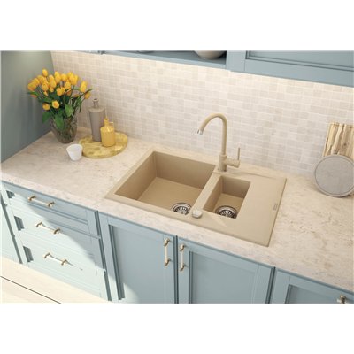 Évier en granit 1,5 cuve avec égouttoir - 78 x 49 x 19 - ANDANTE